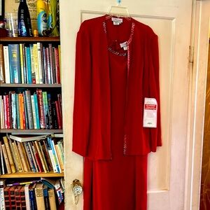 Elegant Red Dress and Jacket Set
